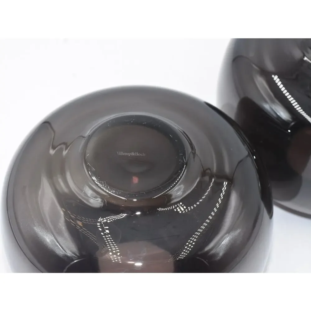 Villeroy & Boch Vintage 1970s, Minimalist Round Art Glass Orb Vase 2pc Set